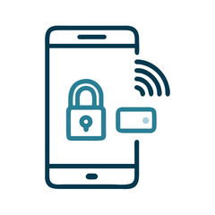 Poster - Smartphone with NFC Signal and Lock Icon Representing Secure Contactless Payment and Data Protection
