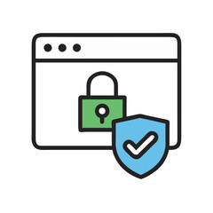 Aufkleber - Unlocked Browser with Shield Check Icon Representing Secure Access and Verified Website