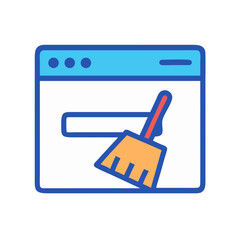 Poster - Web Browser with Cleaning Tool Icon Representing Cache Cleanup and Privacy Maintenance