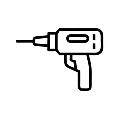 Poster - Illustration of a black outline drill with a handle and a bit on a white background image style
