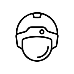 Poster - Illustration of a futuristic helmet with a visor and sleek design rendered in a minimalist style outline