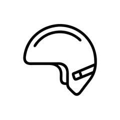 Fototapete - A simple line drawing of a protective helmet with a strap on a white background design icon