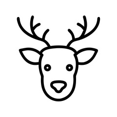 Poster - Illustration of a deer head with antlers in a simple outline style on a white background design image