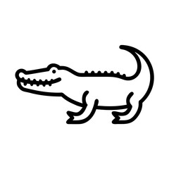 Poster - Outline drawing of an alligator with a curved tail and visible teeth on a white background image view