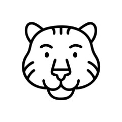Poster - Illustration of a tiger face with stripes and round ears in a simple outline style drawing design