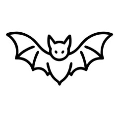 Poster - A simple line drawing of a bat with its wings spread out against a white background centered perfectly