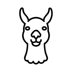 Poster - Illustration of a llama head with a simple outline and a friendly expression looking forward calmly