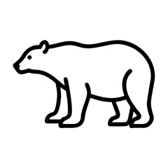 Poster - Illustration of a bear with a thick outline standing on all fours in a side profile view design icon