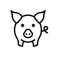 Poster - Outline drawing of a pig with curled tail and a round snout, standing in a simple illustration