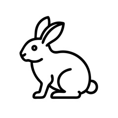 Poster - A minimalist line drawing of a rabbit sitting with its ears up and a fluffy tail, facing to the left