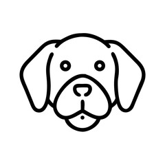 Poster - A simple line drawing of a dog's face with floppy ears and a round nose on a white background image