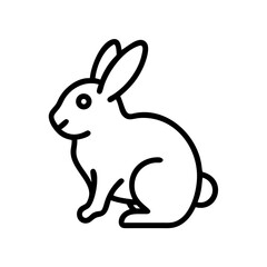 Poster - Illustration of a simple line art drawing of a rabbit sitting with its ears up and a small tail shown