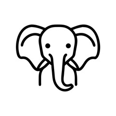 Poster - Illustration of a minimalist elephant head with large ears and a curled trunk in black outline style