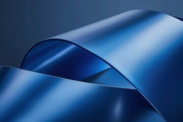 Poster - Abstract metallic blue shapes interlock creating a mesmerizing interplay of light
