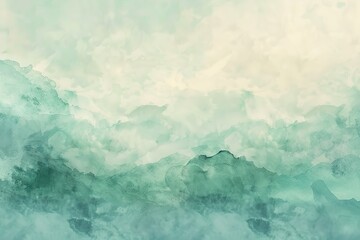 Poster - Watercolor mountain range fades into a light dreamy sky Abstract landscape art
