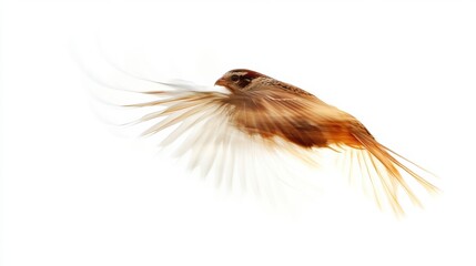 Aufkleber - Sparrow soaring gracefully through the air with wings blurred in motion against a clear white backdrop