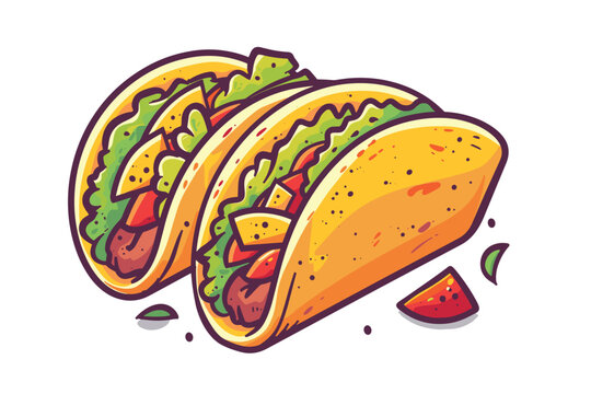 vector illustration of a mouthwatering taco...background contained in clipping mask