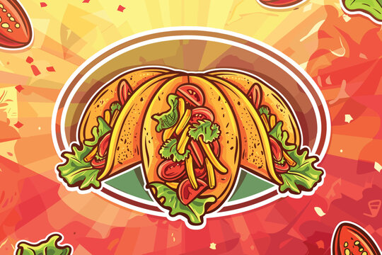 vector illustration of a mouthwatering taco...background contained in clipping mask