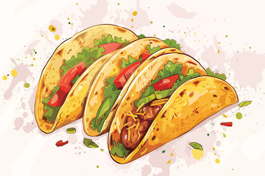 vector illustration of a mouthwatering taco...background contained in clipping mask