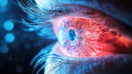 Poster - Vivid eye close-up futuristic visionary concept digital art abstract environment macro viewpoint eye of the future