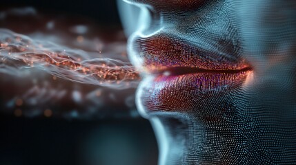 Poster - Digital breath a futuristic exploration of human expression virtual reality digital art close-up perspective abstract concept