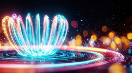 Poster - Vibrant light splash action digital realm abstract art colorful environment close-up view energy concept for impact