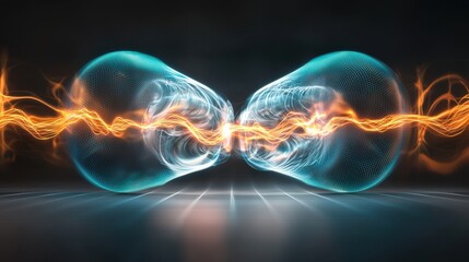 Leinwandbilder - Dynamic energy collision electric wave interaction digital realm abstract visuals futuristic environment close-up perspective
