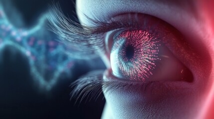 Poster - Digital eye transformation futuristic lab visual art technological environment close-up view innovation concept