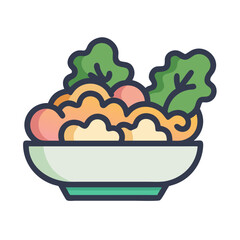 Wall Mural - Salad Bowl Illustration – Colorful vector illustration of a fresh salad in a bowl, ideal for healthy food, diet, and nutrition concepts.