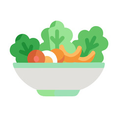 Wall Mural - Salad Bowl Illustration – Colorful vector illustration of a fresh salad in a bowl, ideal for healthy food, diet, and nutrition concepts.