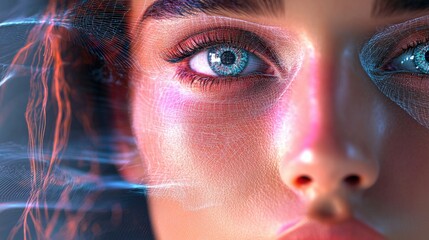 Poster - Captivating close-up of human eyes digital art studio setting futuristic aesthetic high-tech concept
