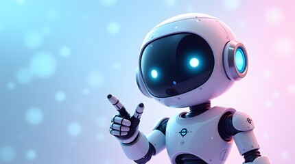 cute ai robot character, futuristic design, glowing eyes. ideal for tech, innovation, and digital ar