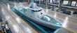 © JP STUDIO LAB - Augmented reality interface projected over ship structure in a smart shipyard, assisting engineers and robots in simultaneous real-time assembly tasks - information communication