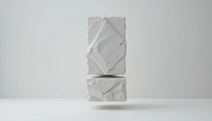 Poster - Dynamic floating white sculpture minimalist gallery art piece contemporary environment low angle modern design concept