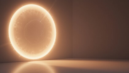 Poster - Illuminating sphere installation modern art gallery abstract design minimalist space front view conceptual art exploration