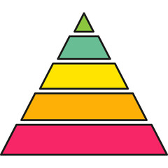 Wall Mural - pyramid infographic chart. triangle hierarchy data with five segments. vector illustration isolated 