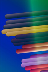 Aufkleber - Abstract Cascading Cylinders, Multicolored and Flowing, on Blue and Green Gradient