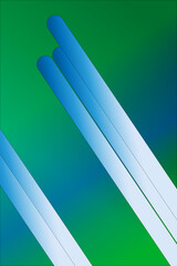 Poster - Abstract Diagonal Blue Cylinders, Sleek and Modern, on Green and Blue Gradient