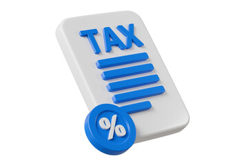 Poster - 3d Tax deduction form icon. Income tax, accounting and financial management, VAT and property taxes concept. Online tax documents. Minimal cartoon tax document business finance economy. 3d render.