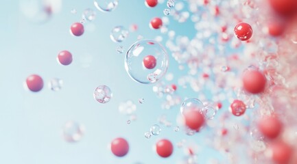 Fototapete - Floating Translucent and Opaque Spheres in Motion