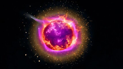 Wall Mural - vibrant cosmic explosion in space animated overlay, transparent 4k video, alpha channel, prores 4444