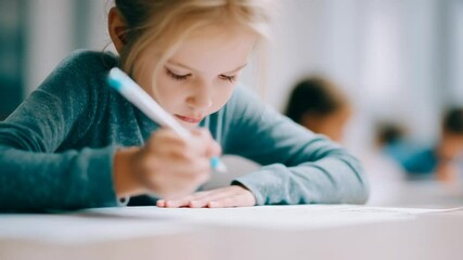 Poster - Child Engaged in Creative Writing Activity at Elementary School Generative AI