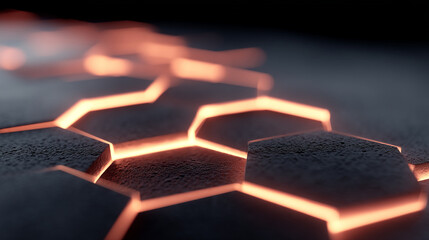 Poster - Abstract glowing hexagon background texture pattern design wallpaper render illustration wallpaper design
