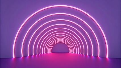 Poster - Abstract neon tunnel, pink arches, glowing light