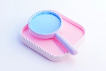 Fototapete - Pastel-colored magnifying glass icon on a square platform