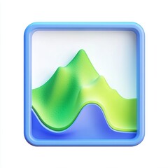 Poster - 3D graphic mountain icon, vibrant colors