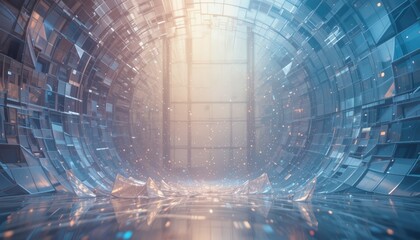 Poster - Dynamic light reflections futuristic tunnel digital artwork abstract environment inside view concept of innovation and technology