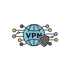 Poster - Cybersecurity VPN: A digital globe illustration with 
