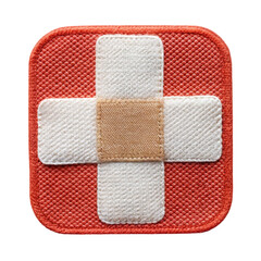 close up of a stitched medical patch with a cross symbol, highlighting durable design for healthcare