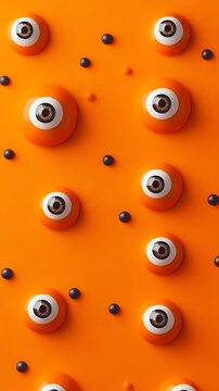 Googly eyes on orange background.